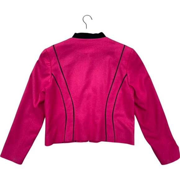 Canvasbacks Pink Wool Blazer Jacket Abstract Floral Funky Wimsy Size 12 - Picture 6 of 10